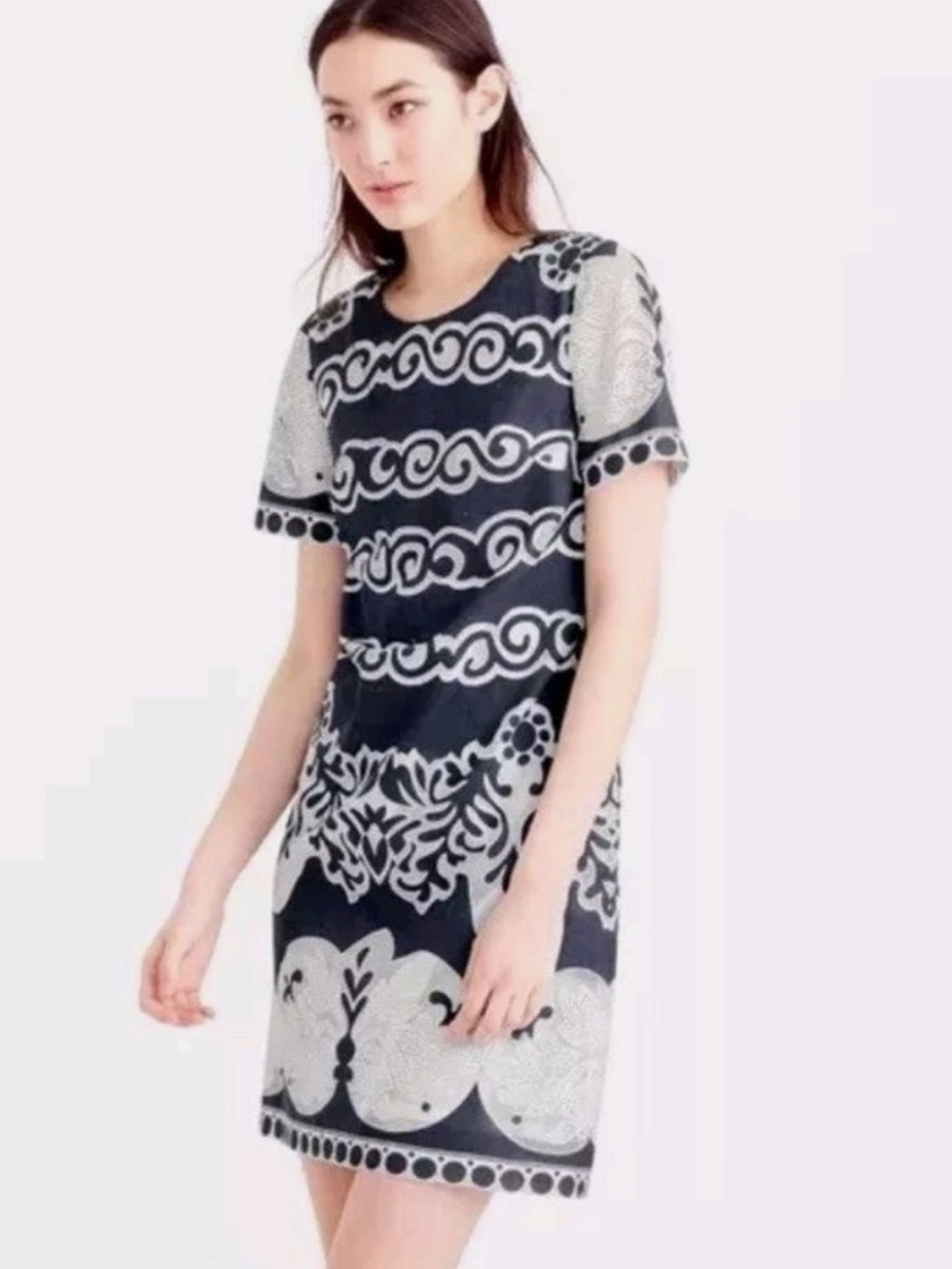 J.Crew Lace Detail Dress size 4 Navy/White
